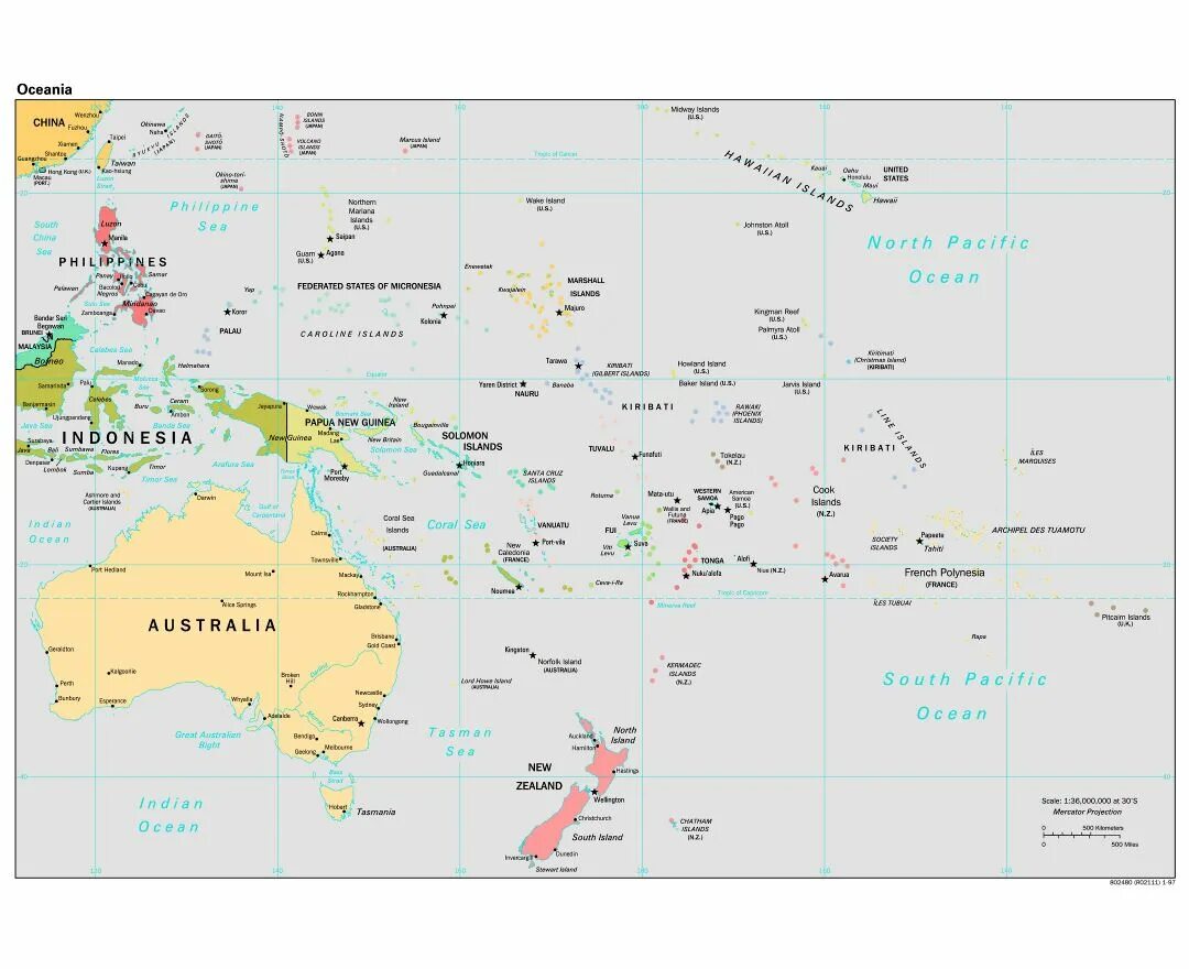 Острова австралии и океании. Острова Океании на карте. Океания карта географическая. Подробная политическая карта Океании и Австралии.
