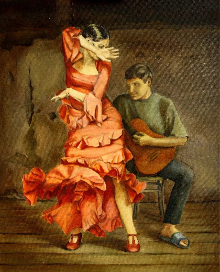 Ла алегрия. Цыганский танец живопись. Фламенко картина. Цыганский танец картина. Испанское танго.
