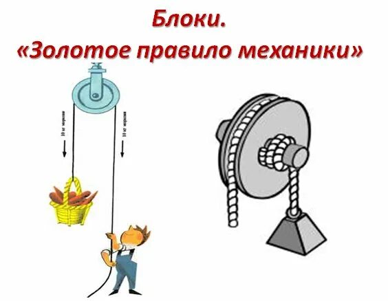 Физика 7 блоки золотое правило механики. Золотое правило механики. Золотое правило механики рисунок. Плечо рычага. Неподвижный блок примеры.
