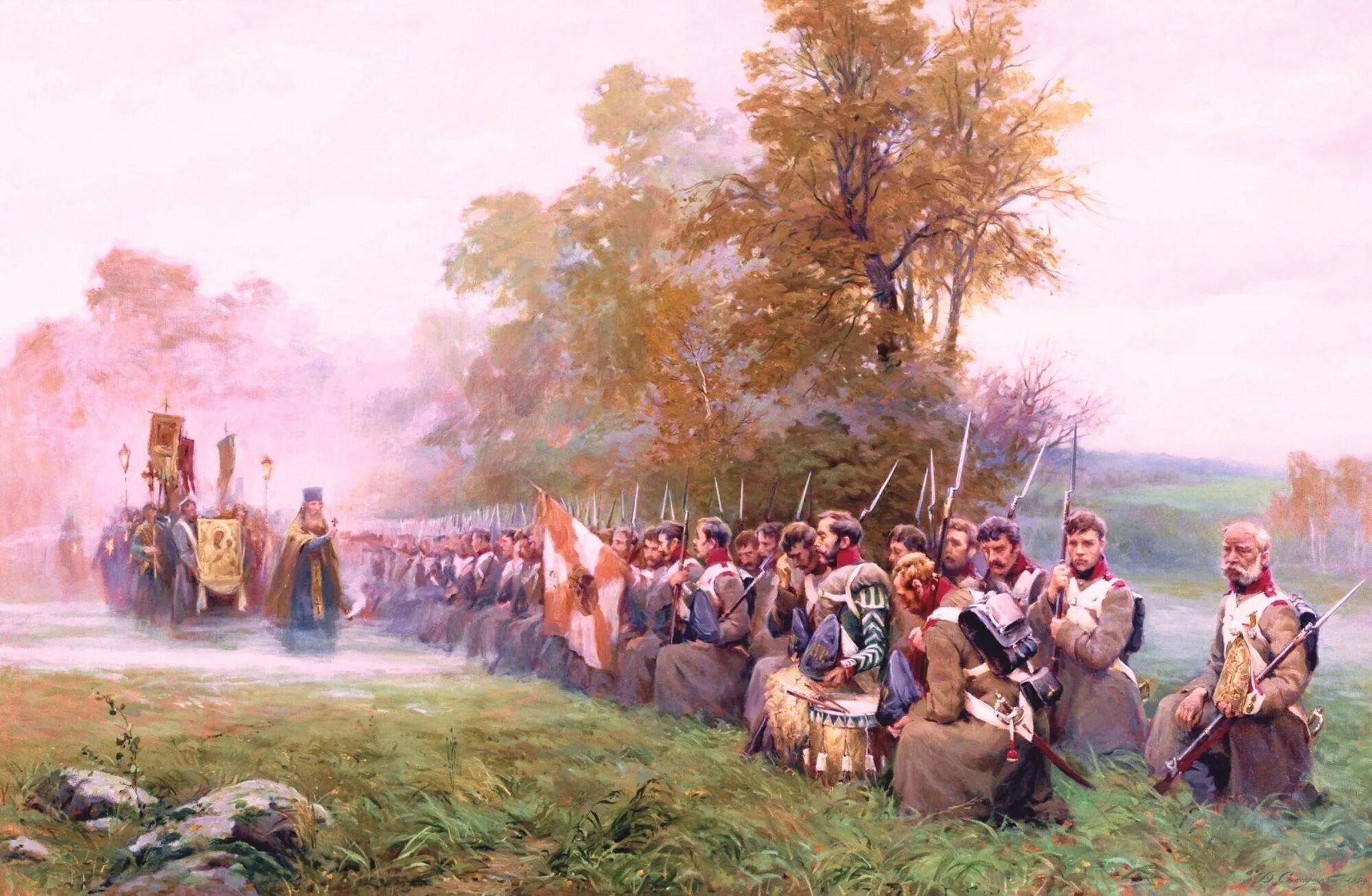 Молебен перед боем Слепушкин. Молебен на Бородинском поле 1812. Крестные войны