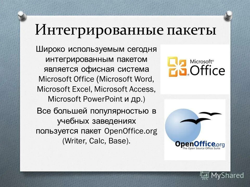 Пакет интеграции. Интегрированные пакеты. История прикладного по.