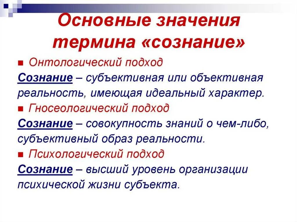 Современные новые термины. Психологические понятия и термины. Понятие слова сознание. Концепции сознания и их значение. Смысл понятия сознание.