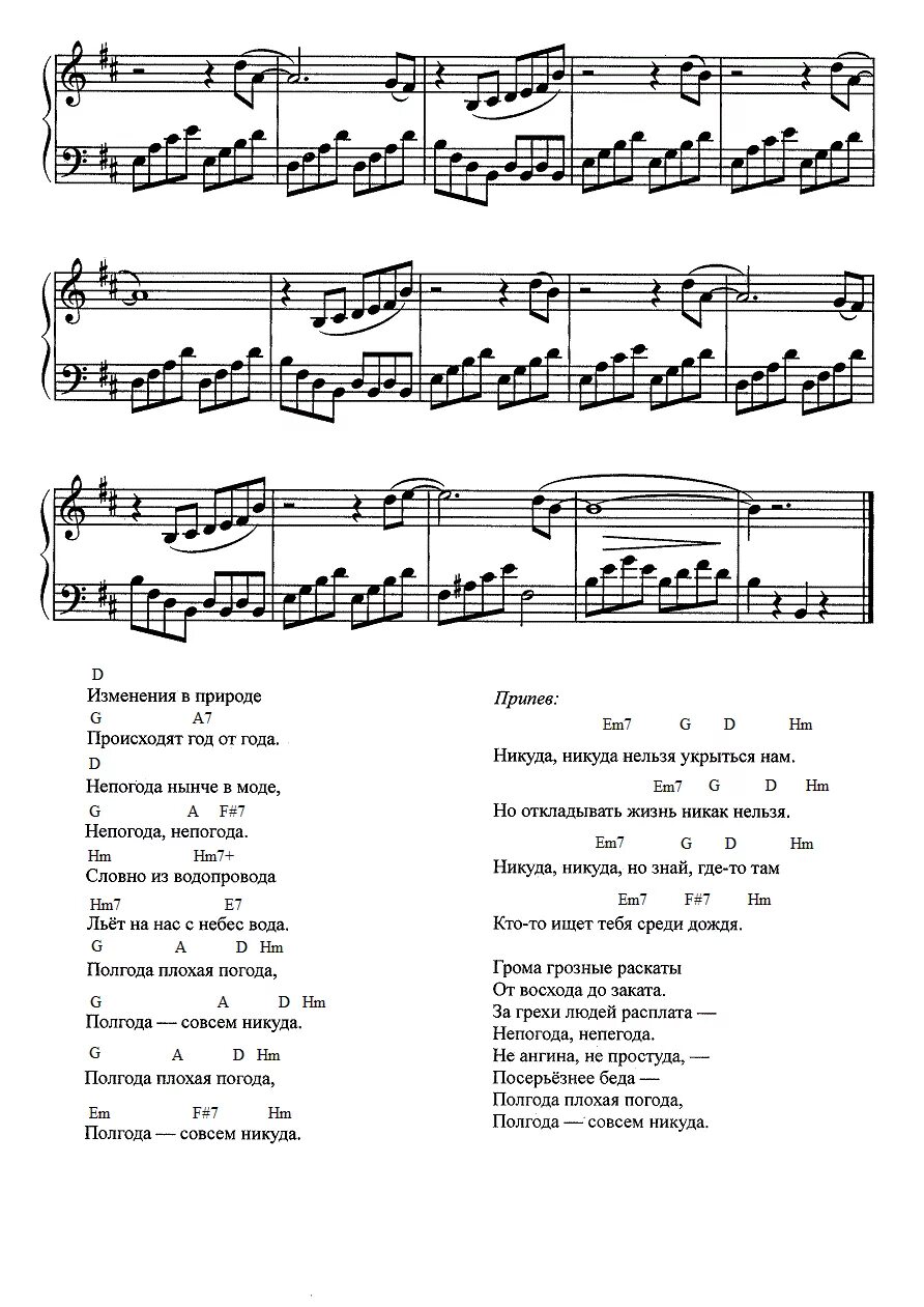 Кто поет песню погода плохая погода. Непогода Ноты. Непогода аккорды. Непогода текст Ноты. Непогода текст аккорды.