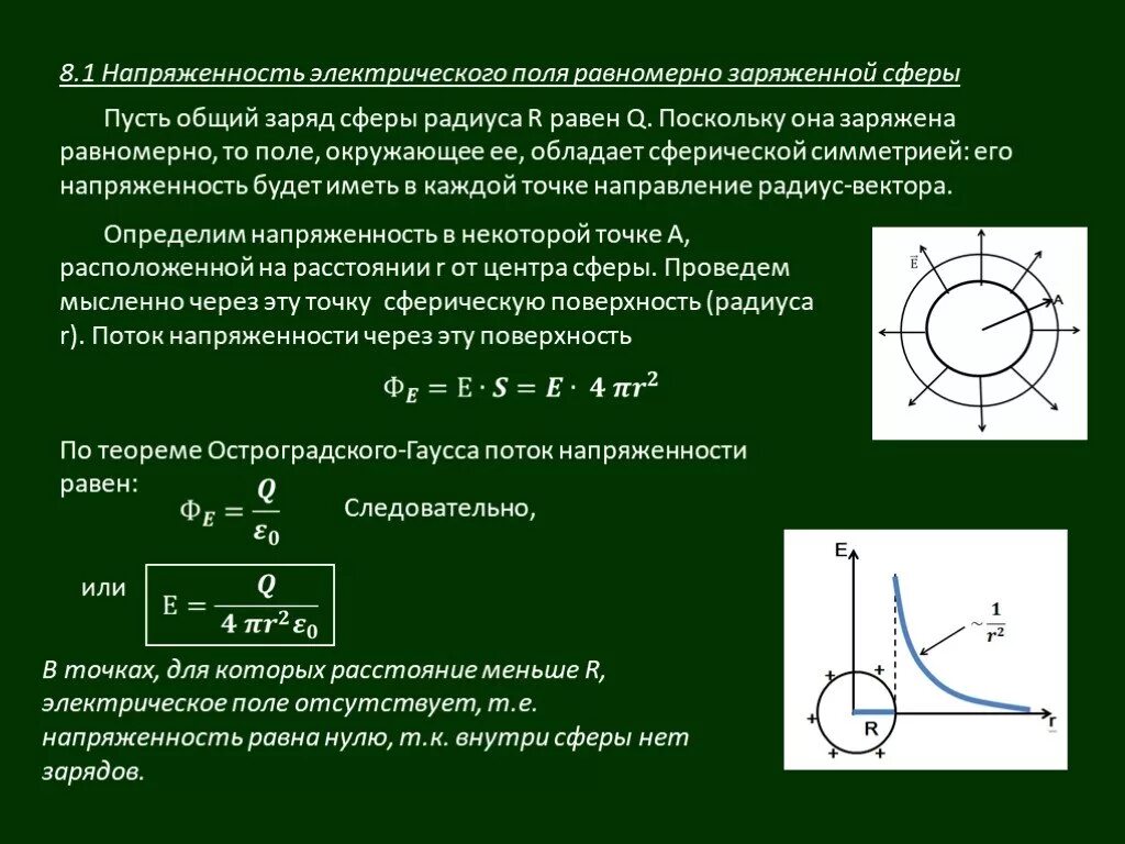 Напряжённость электрического поля равномерно заряженной сферы шара. Напряженность электрического поля равномерно заряженной сферы. Напряжённость электрического поля равномерно заряженной сфферы. Напряженность внутри заряженного сферы. Определите заряд сферы если потенциал