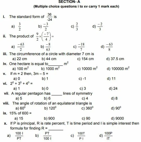 Final Test paper 7 Grade. Year 7 Math Test.