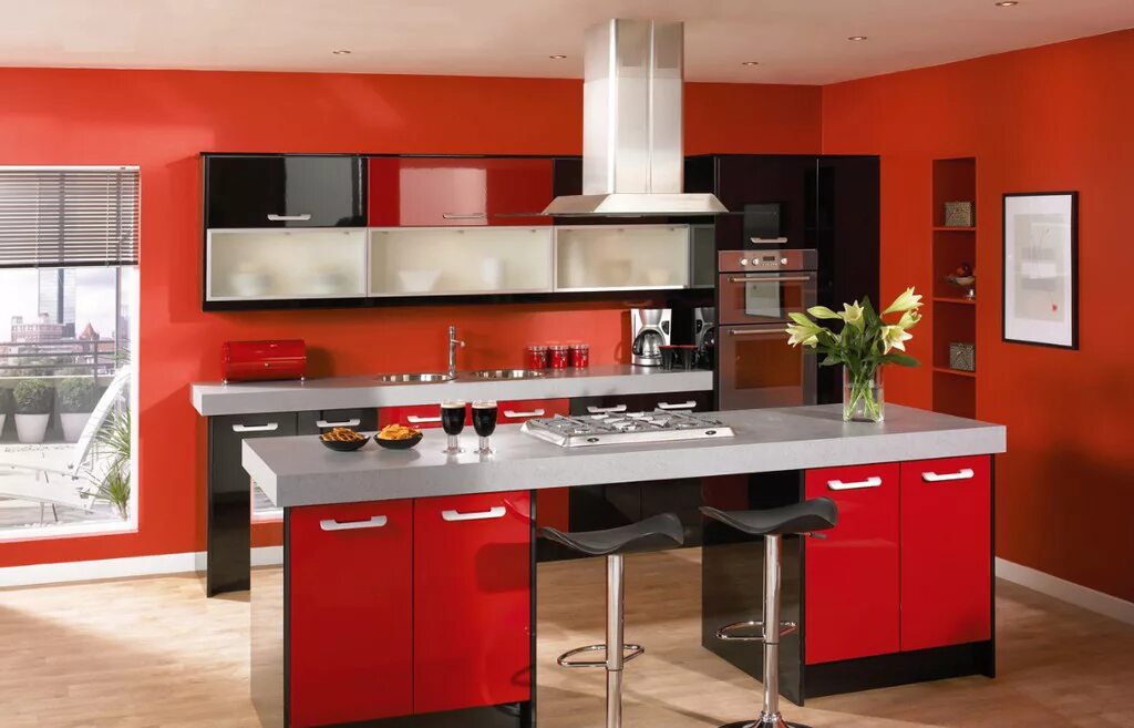 Какие красивые кухни. Красивый кухонный гарнитур. Красные кухни. Красный кухонный гарнитур. Красивые красные кухни.