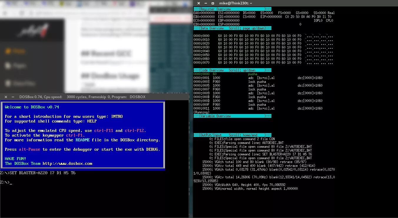 Debug dosbox. Dosbox отладчик. команда debug. отладчик машинного кода.