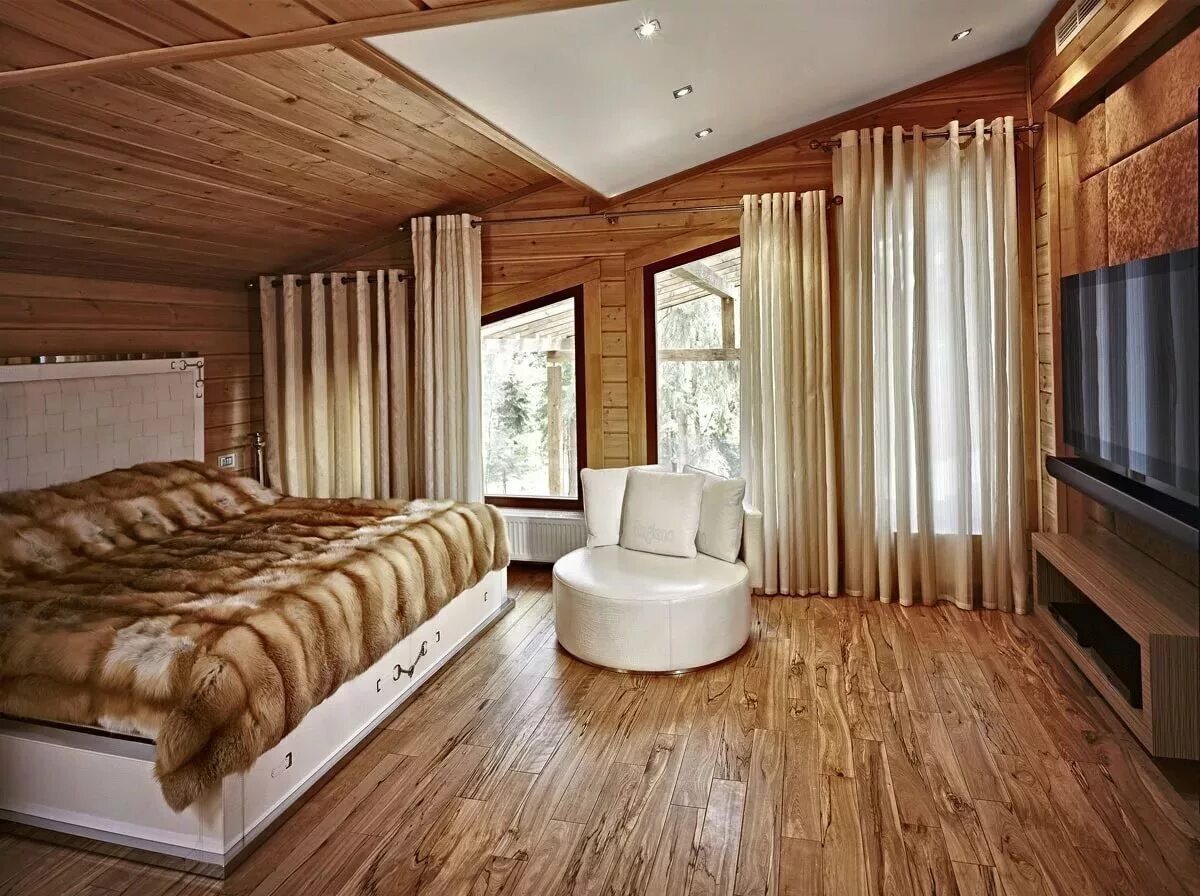 Деревянный интерьер. Интерьер в деревянном доме. Спальня в загородном деревянном доме. Комната в деревянном доме.