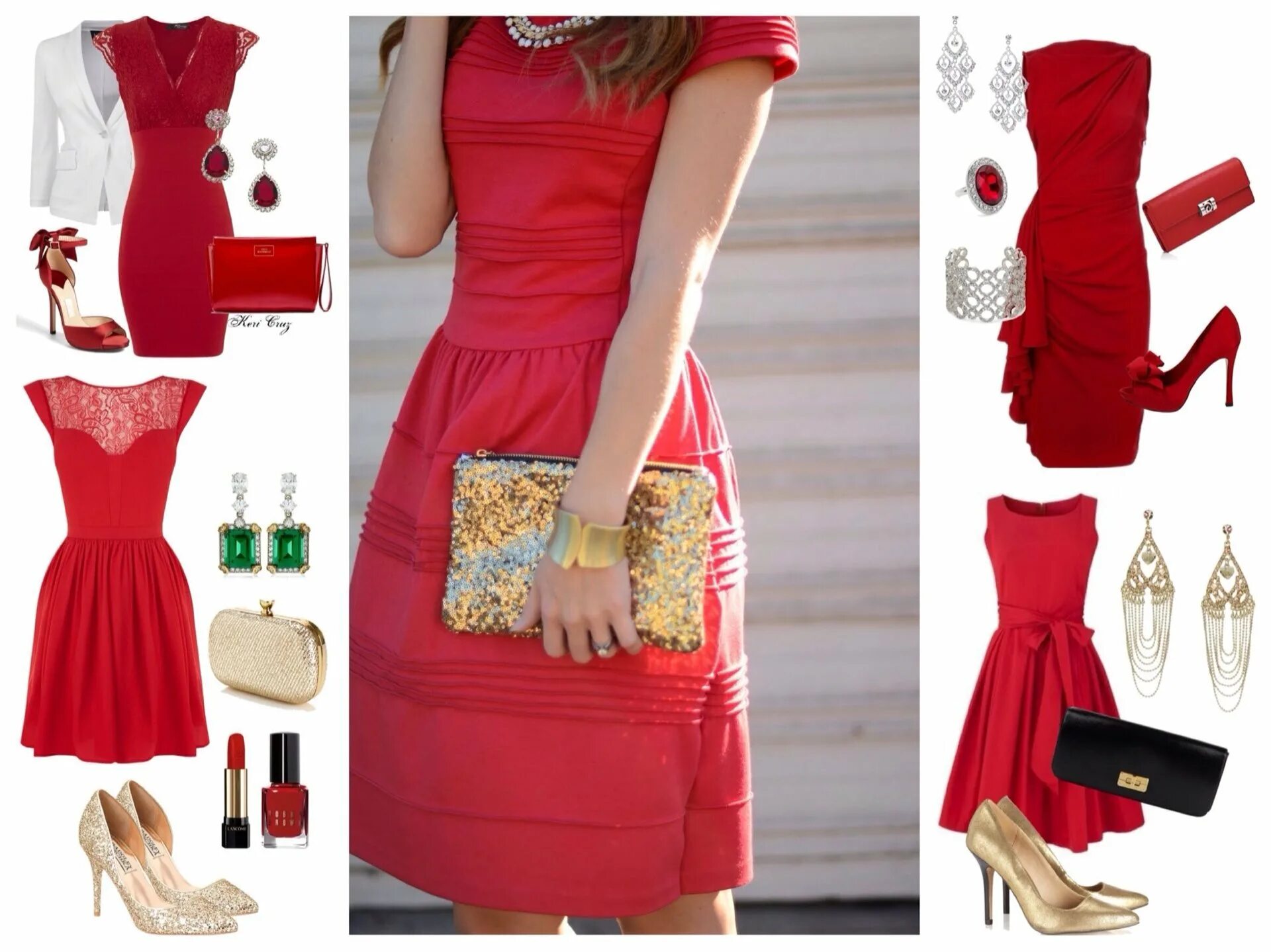 Красно платье сочетание