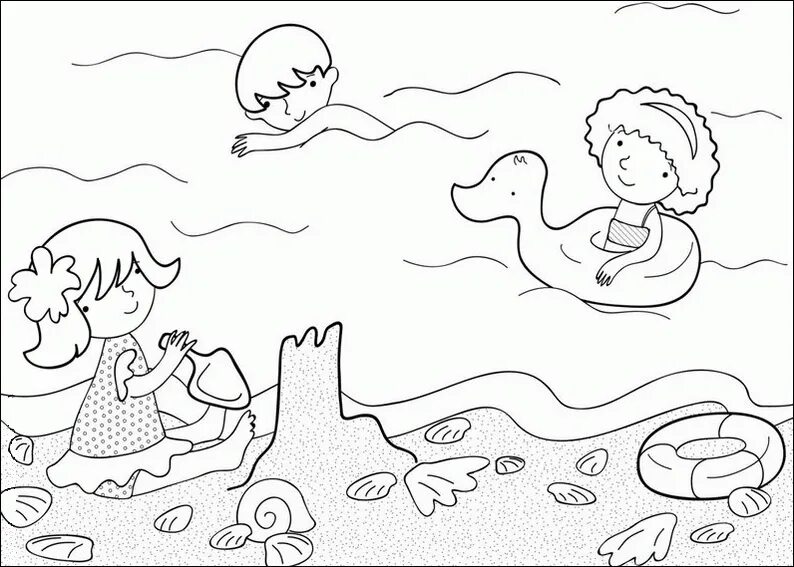 Раскраска на тему вода. Море раскраска для детей. раскраски лето для дошкольников.