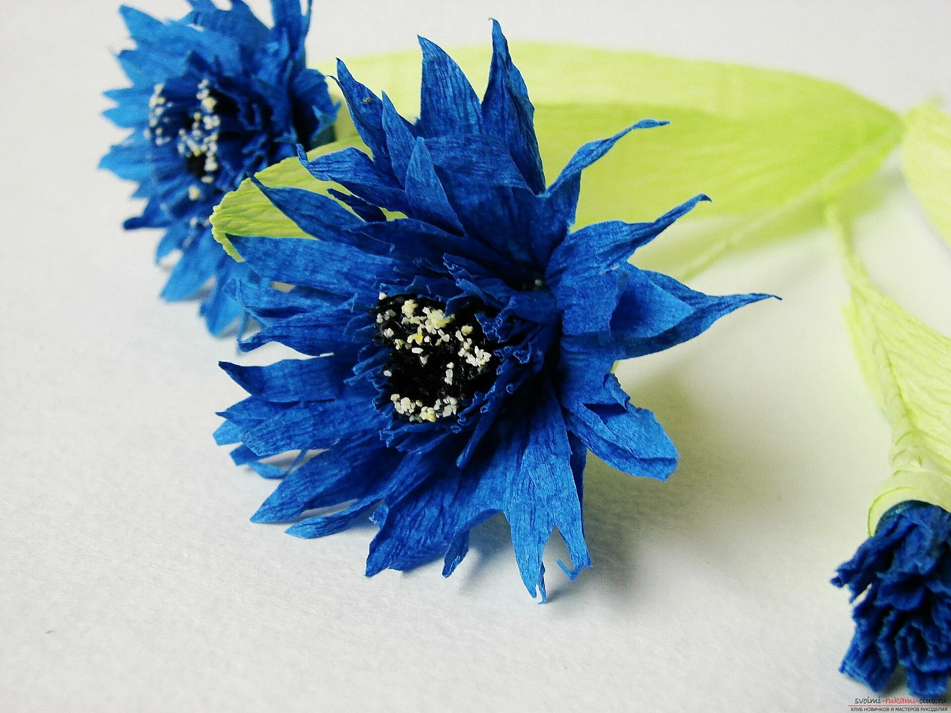 васильки из атласных лент. васильки из бумаги своими руками. василек из гофрированной бумаги. василек из лент. васильки из бумаги.