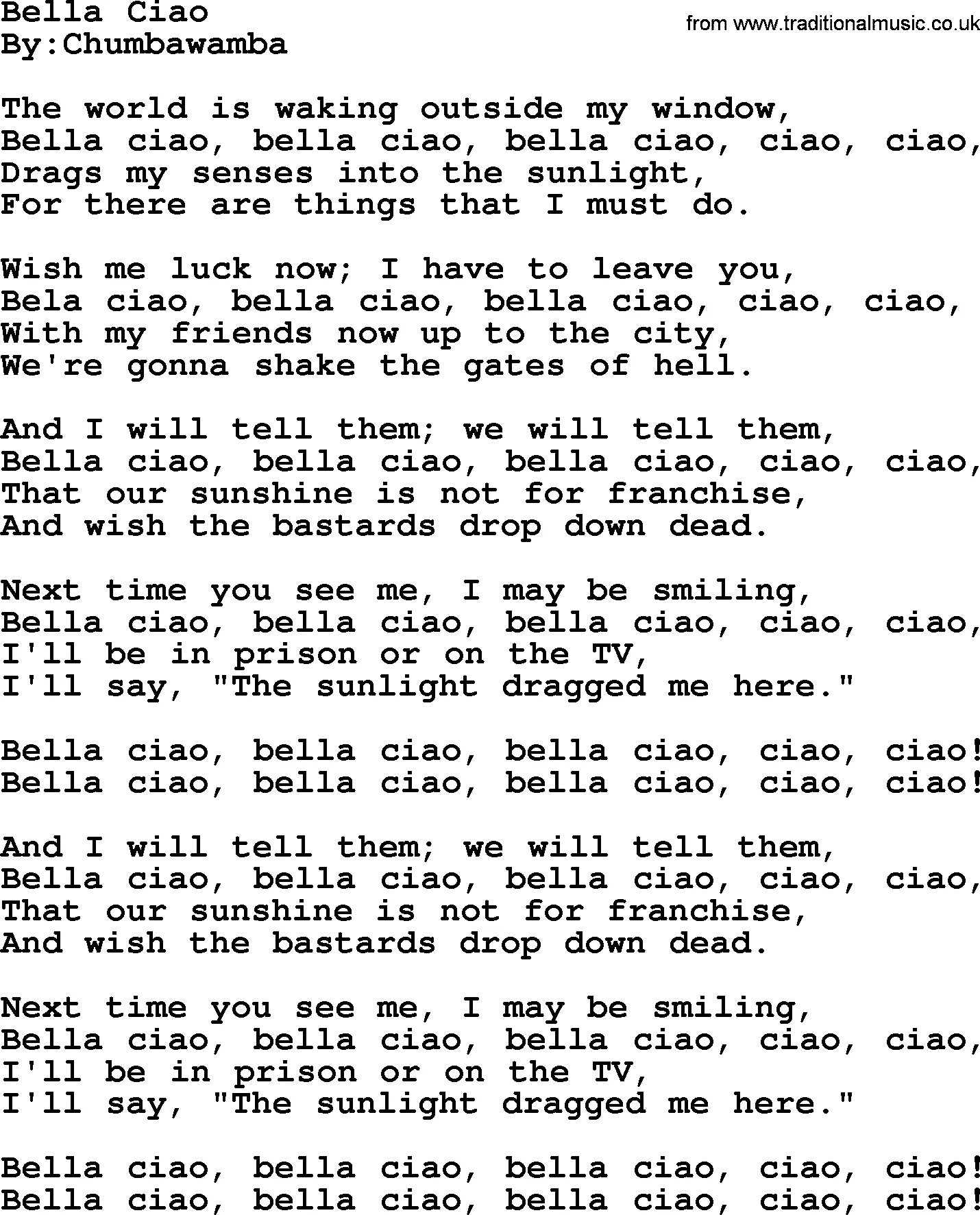 Bella ciao песня слушать. Текст песни bella ciao. bella ciao текст на итальянском.