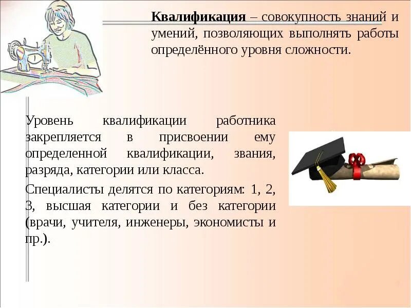Квалификация работника это. Квалификация по основной профессии (класс, разряд, категория, звание):. Квалификация это совокупность знаний и умений. Профессиограмма профессии экономист.
