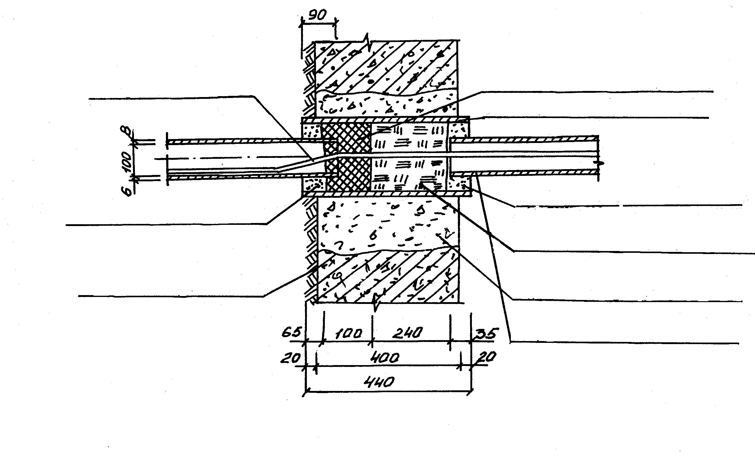 Зачеканка гильз трубопроводов схема. Огнестойкие кабельные проходки чертеж. Узел герметизации торцов кабельных труб. Гильза для проводки кабеля в бетоне д50 мм узел чертеж.