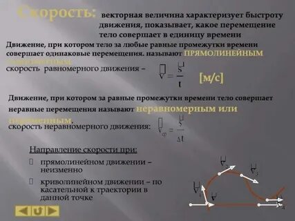 Физические величины необходимые для описания неравномерного движения