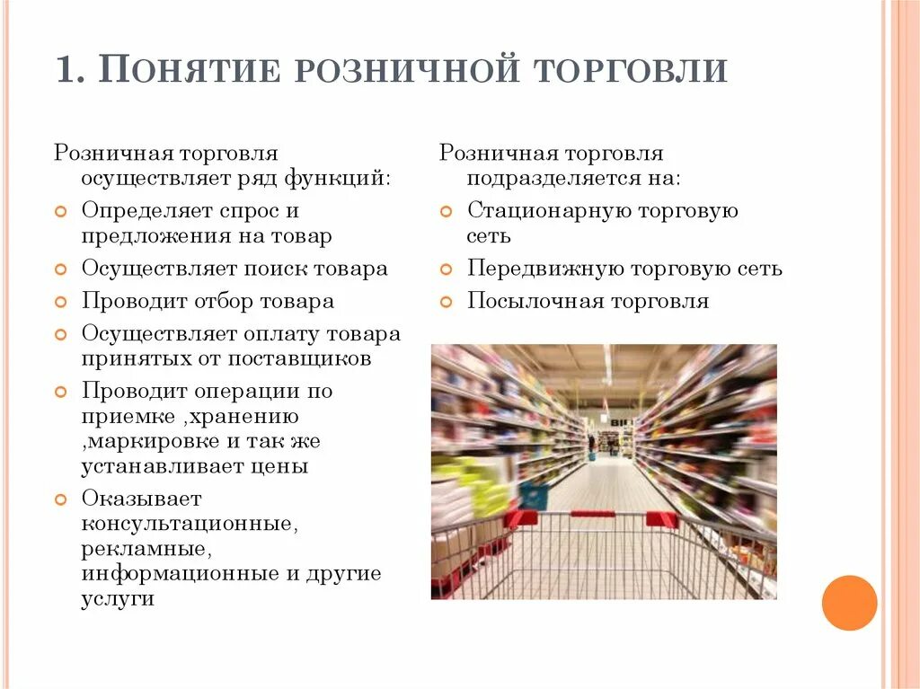 Организация торговли в магазине. Тип предприятия розничной торговли пример. Понятие розничной торговли. Основные понятия розничной торговли. Особенности организации розничной торговли.