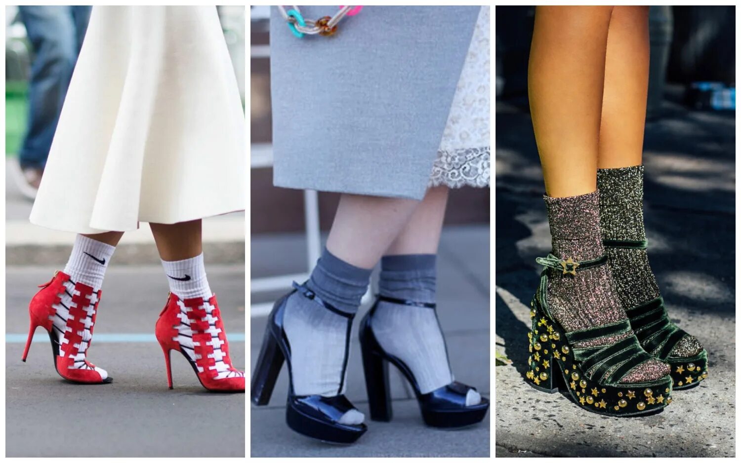 носки поверх туфель. носки поверх туфель. туфли на шнуровке. туфли на каблуке. брюки перевязанные босоножками.