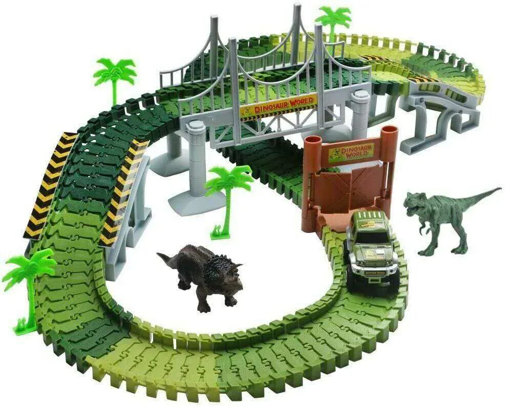 Динозавров дороги. Гибкий трек Dinosaur World. Трек Dinosaur track. Rail car Dino трек 142 PCS. Конструктор парк Юрского периода ДИНОТРЕК.