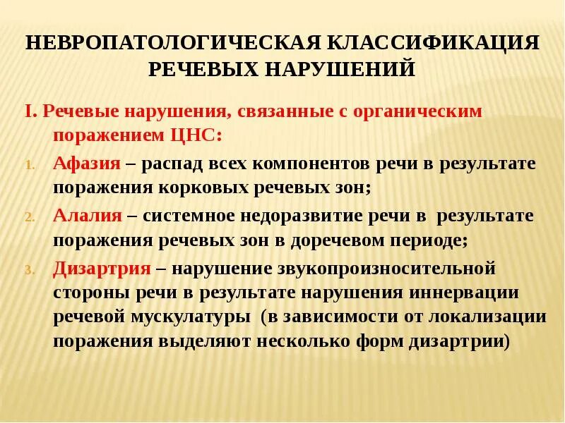 Органическое поражение речевых зон. Речевые расстройства связанные с органическим поражением ЦНС. Органические нарушения речи. Классификация причин нарушения речи. Причины нарушения речи.