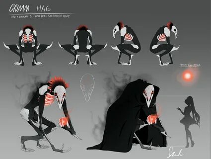 some character designs for the animated movie grimm hag, with different pos...