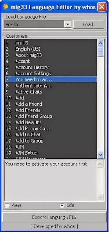 Language editor