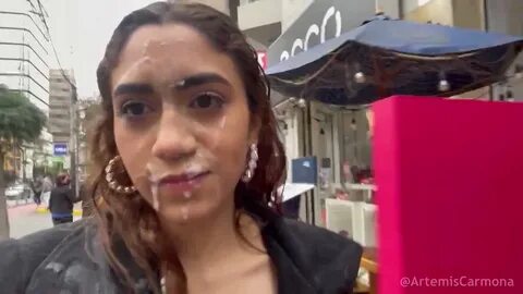 cumwalk, and this is a wild one!! 🔥 She takes a massive facial in a public bathroom a...