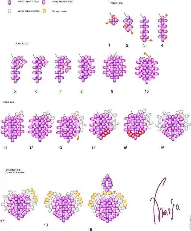 Схемы для бисероплетения для начинающих из стеклярусов. Схемы для бисероплетения сережки сердечки схемы. Сердечко из бисера схема плетения для начинающих пошагово. Схемы бисероплетения для начинающих сердечко из бисера.