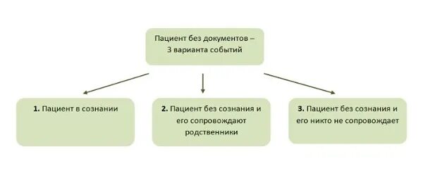 Поступление больных. Алгоритм госпитализации пациента. Прием и регистрация пациента. Порядок госпитализации пациента без документов. Алгоритм госпитализации пациента без сознания и без документов.