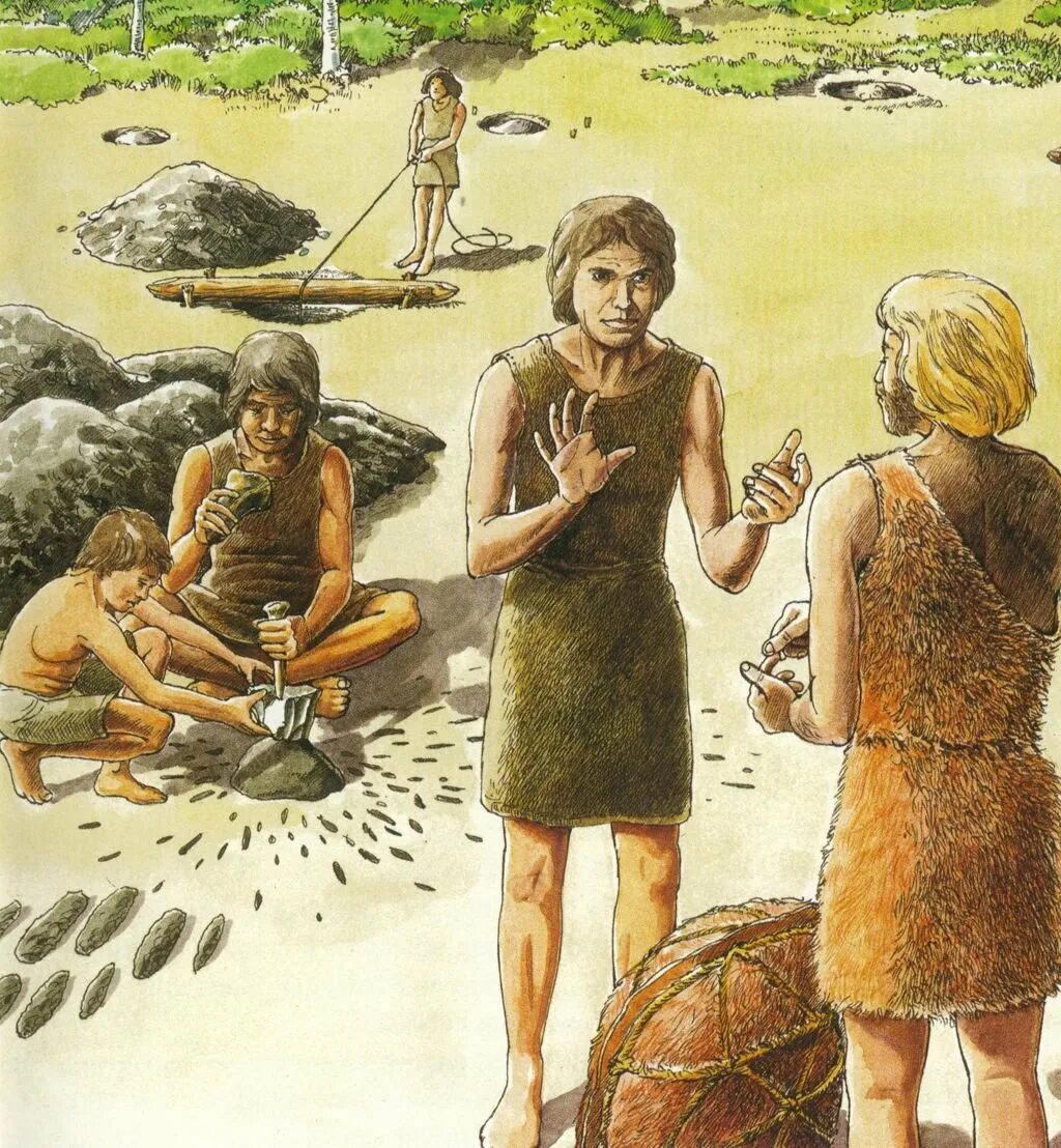 Общение древнего человека. Неандерталец и хомо сапиенс. Человек в первобытном обществе. Одежда первобытных людей. Общение первобытных людей.