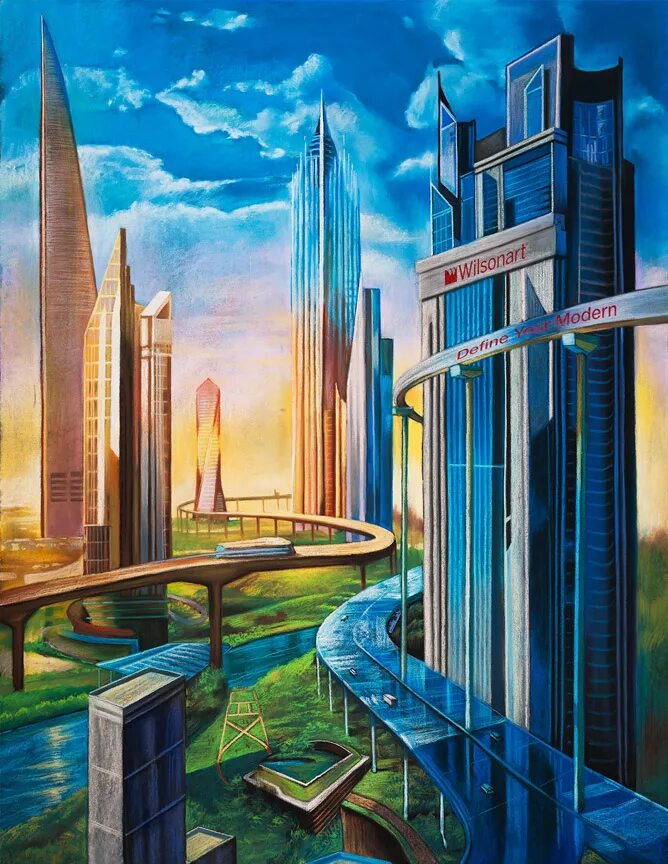 Будущий 8 класс. Город будущего. Композиция город будущего. Фантастическая композиция. Эскиз города будущего.