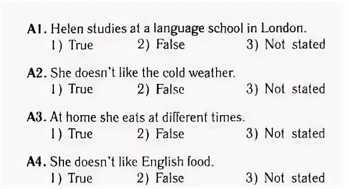 1 true 2 false 3 not stated