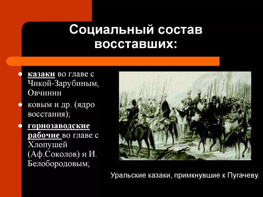 Группы принимавшие участие в восстании пугачева. Социальный состав восставших. Состав восставших Пугачева. Участники категории населения Восстания. Восстание Пугачева категории населения.