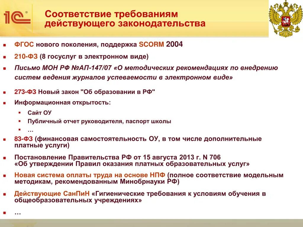 ФГОС ФЗ 273 ведение журнала. Образовательный курс SCORM. С требованиями действующего законодательства рф