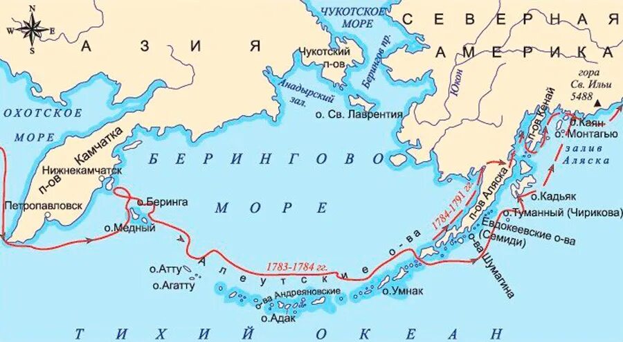 Маршрут экспедиции Шелихов. Маршрут экспедиции Шелихова.