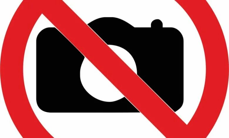 Фотосъемка запрещена. Знак не фотографировать. Знак «съемка запрещена». Табличка не фотографировать.