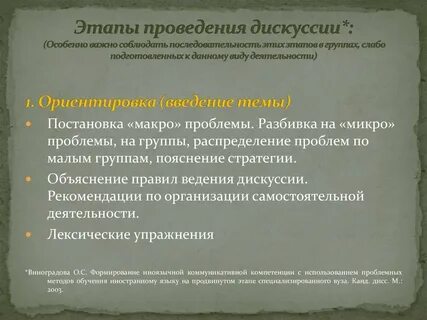 Этапы дискуссии