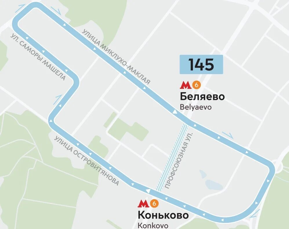 Автобус 145 калининград. Карта автобусов 145. Между метро Беляево и Коньково. Маршрут от Островитянова 1 до Миклухо Маклая. Миклухо-Маклая 55 на карте Москвы.