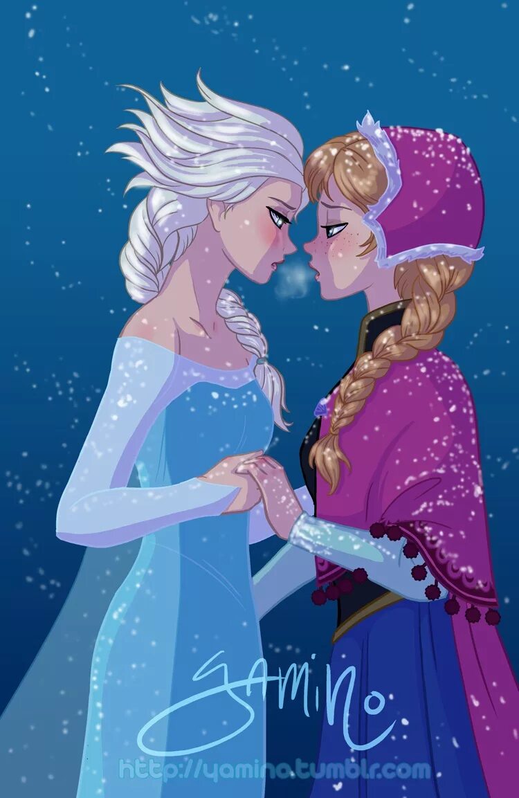 Lesbian freeze. Elsa x Anna. Elsa x Elsa.