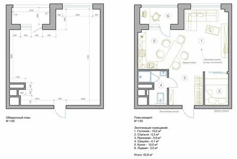 План квартиры студии с размерами