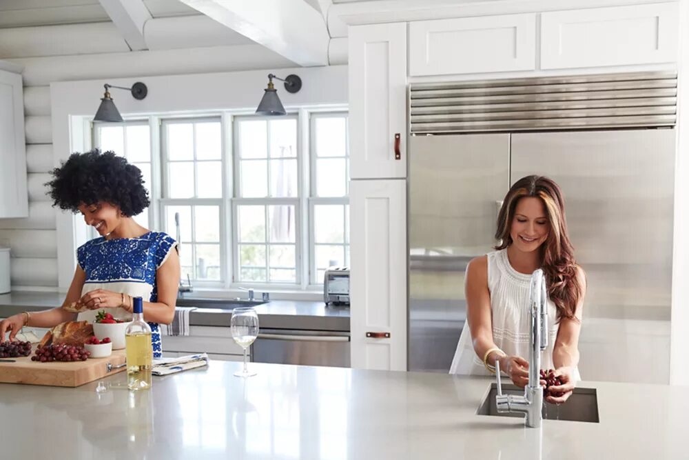 Leave the kitchen. Woman Cooking.