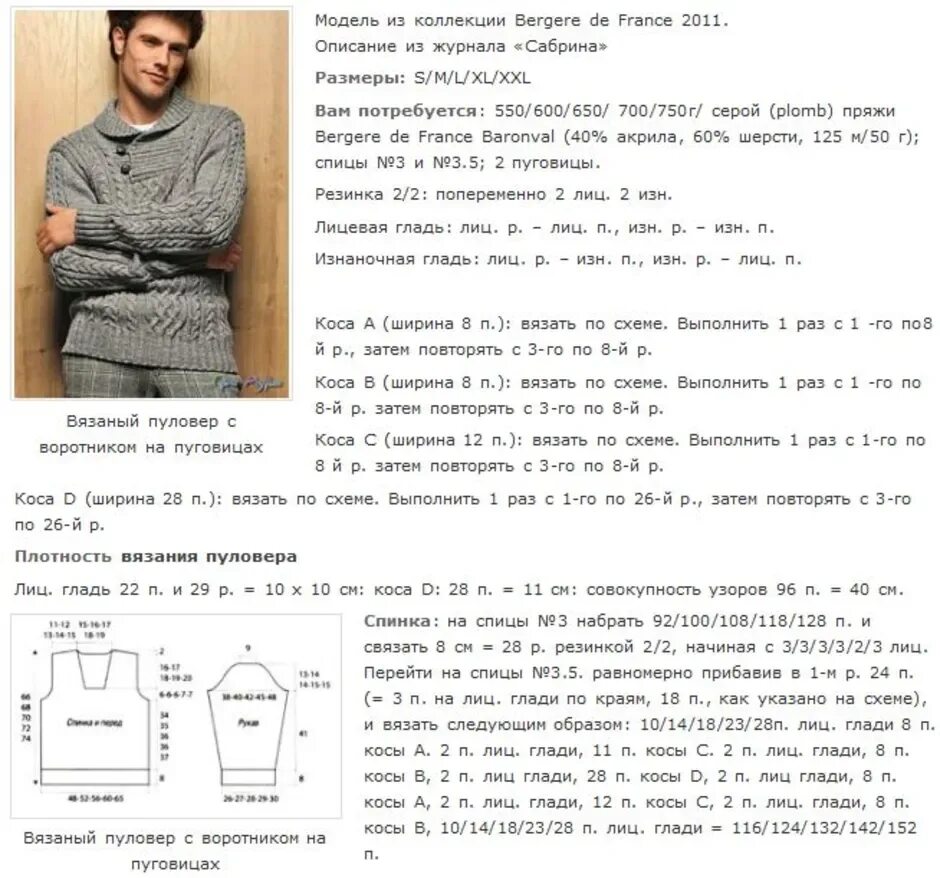 Вязание для мужчин с описанием и схемами