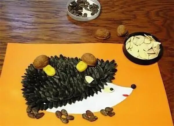 Аппликация ежик из семечек. Аппликация ежик из семечек