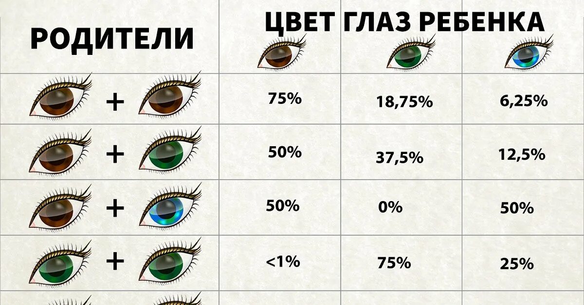 Глаза родителей и детей схема