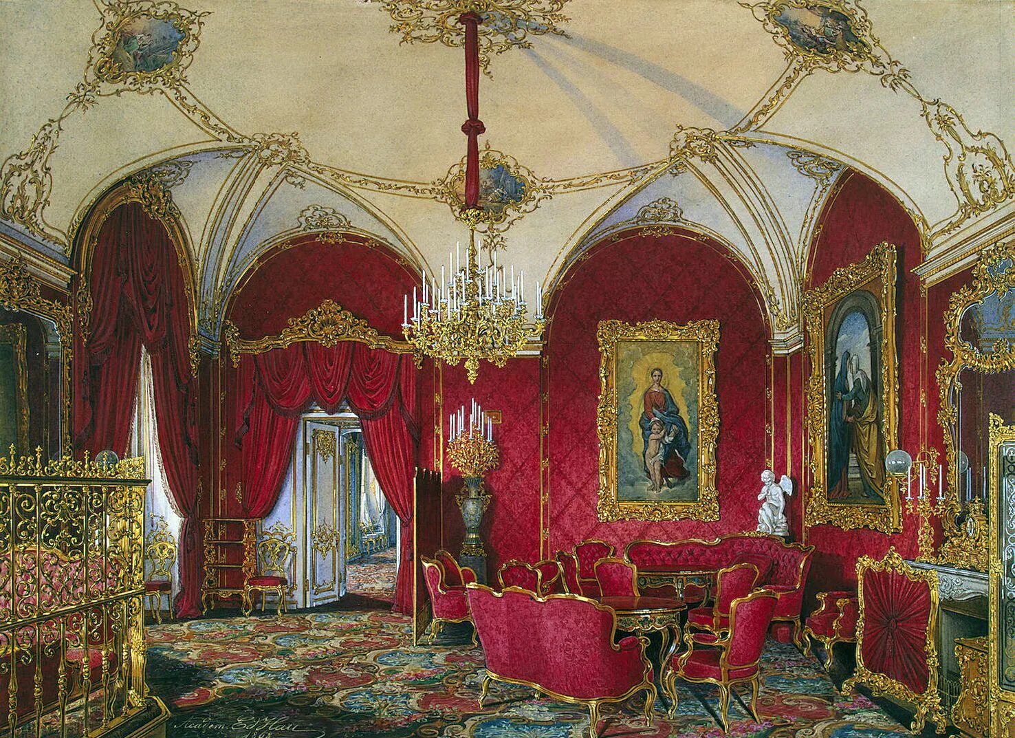 Палата картина. Эдуард Петрович ГАУ (1807-1887) - интерьеры зимнего дворца.. Интерьеры зимнего дворца ГАУ Эдуарда. Эдуард ГАУ (1807-1887) Эрмитаж. Зимний сад. Эдуард ГАУ зимний дворец.