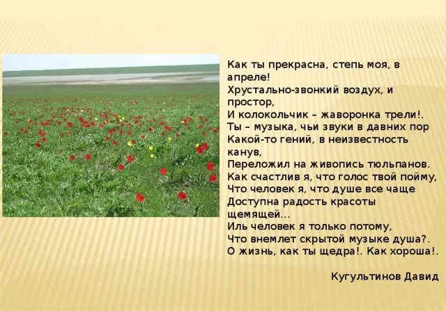 Стихотворения Кугультинова степь. Стихи про степь. У родины моей ни конца ни края