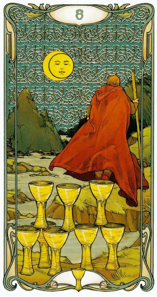 Кубки 1 в таро. Золотое таро уэйт арт-нуво. золотое таро уэйт арт-нуво / golden art nouveau tarot. таро галерея. art nouveau tarot. 8 кубков таро уэйта.