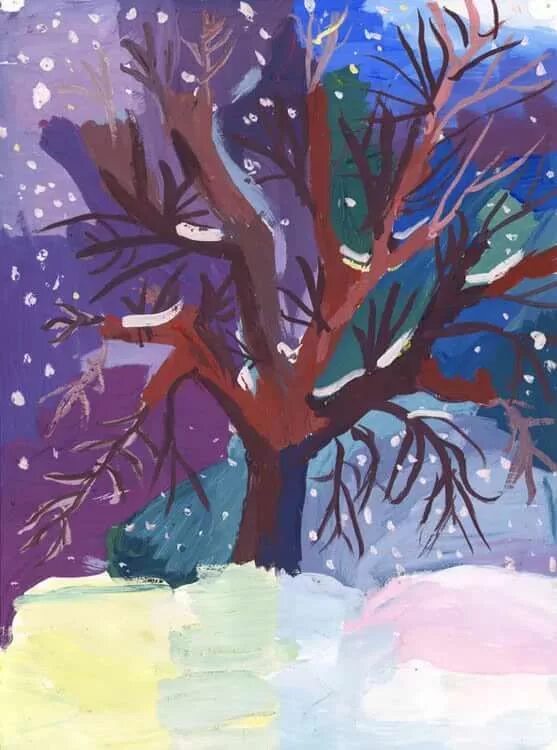 Небылица зима на деревьях. Рисование зимних деревьев. Рисунки гуашью. Зимний пейзаж гуашью. Сказочное зимнее дерево.