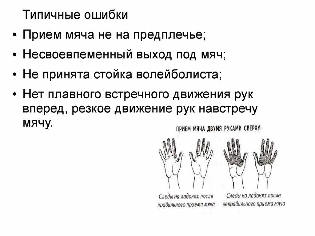 Тест прием рук. Ошибки при выполнении передачи мяча сверху двумя руками. Ошибки приема и передачи мяча в волейболе. Ошибки приема мяча в волейболе. Ошибки при выполнении верхней передачи мяча в волейболе.