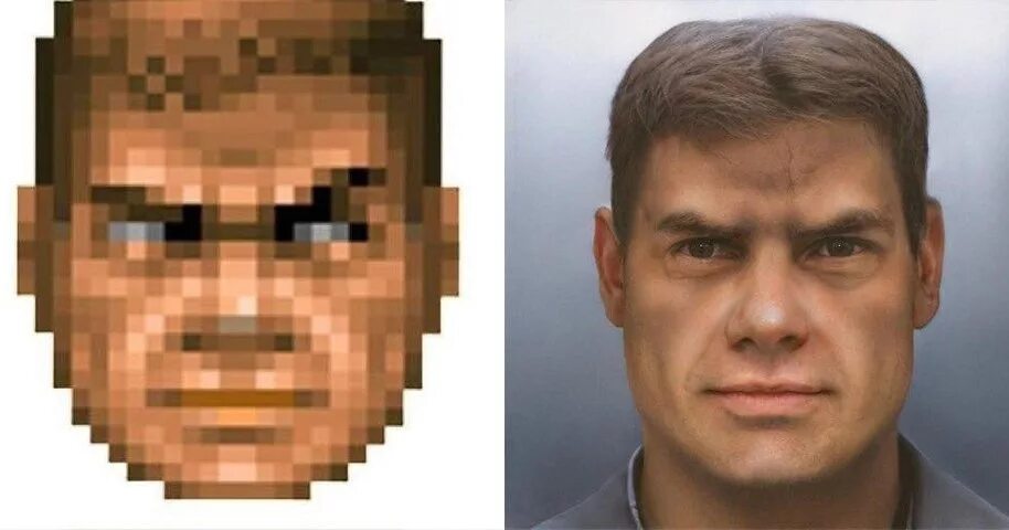 Doom 1993 нейросеть лицо. Лицо героя Doom нейросеть.