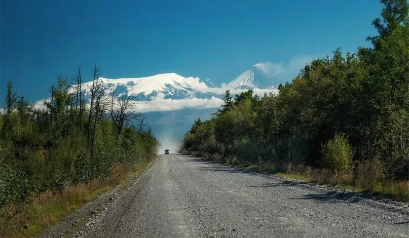 Дорога и вулкан на Камчатке: Пейзажи Природная галерея Фотогалерея природы на di